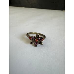 00s Anna Sui Purple and Red Flower Ring